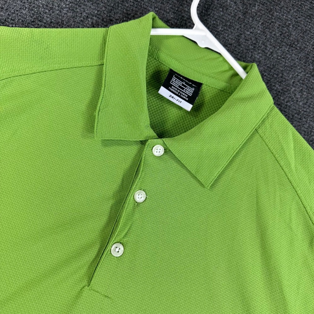 Nike Golf Mens Dri-FIT Polo Shirt Lime Green Short Sleeve Textured Size Large
